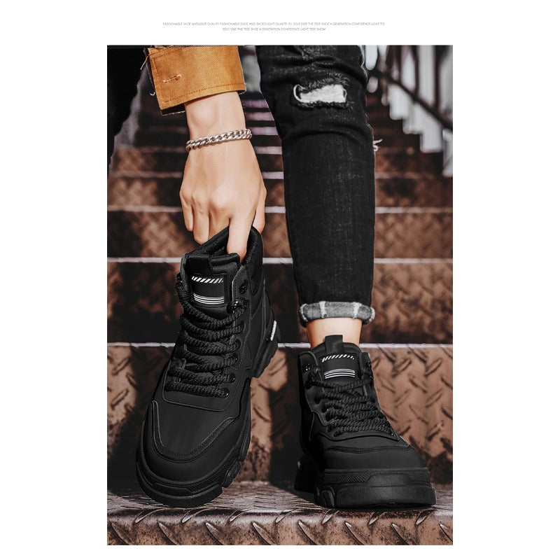 UrbanEdge High-Top Ankle Boots – Men’s Thick-Lined Casual Platform Shoes