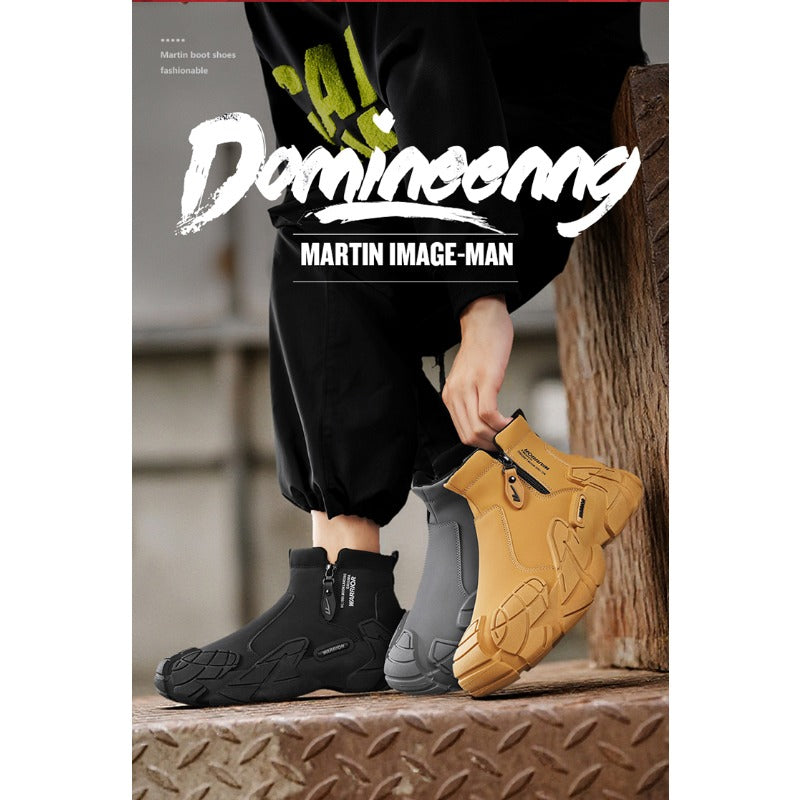 UrbanStep Zipper Ankle Boots – Men’s Thick-Lined Casual Winter Shoes