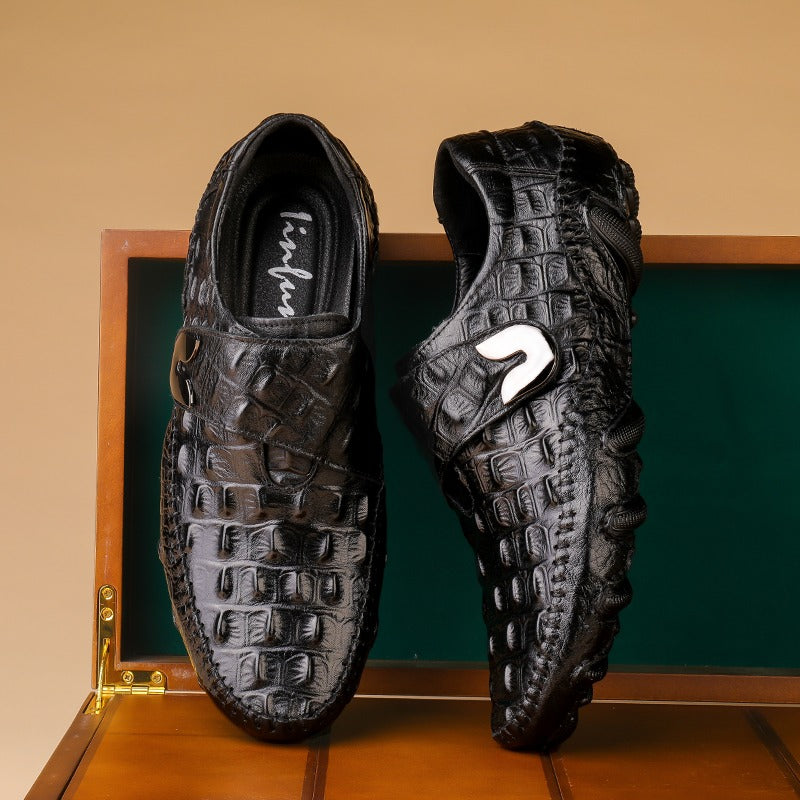 ClassicCroc Men’s Leather Loafers – Premium Genuine Leather Business Shoes