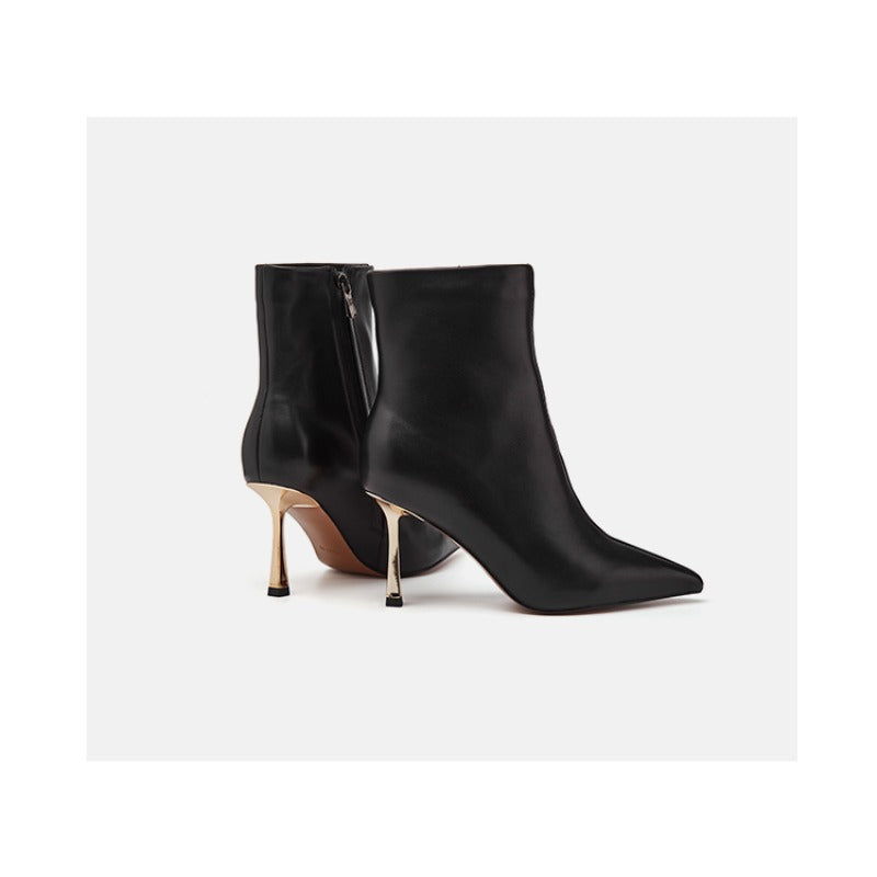 UrbanElegance Stiletto Boots – Pointed Toe Leather Slim Boots for Women