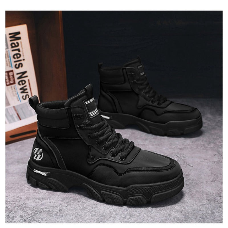 UrbanEdge High-Top Ankle Boots – Men’s Thick-Lined Casual Platform Shoes