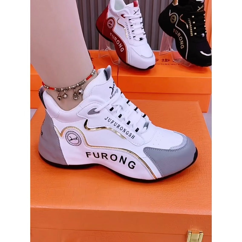 SoftStep Leather Sneakers – Women’s Comfortable Casual Chunky-Style Shoes