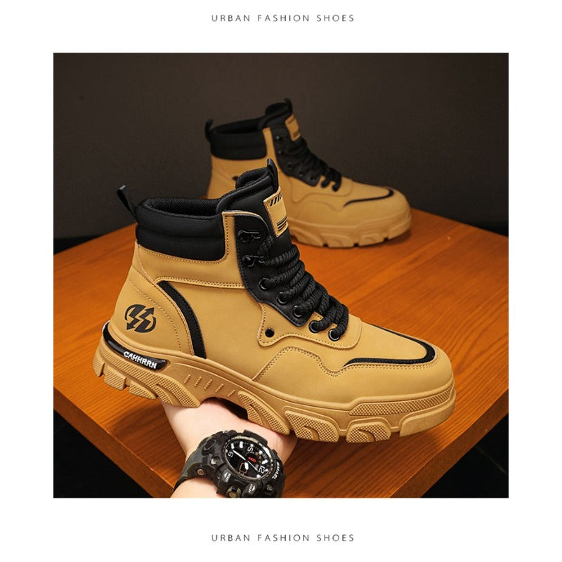 UrbanEdge High-Top Ankle Boots – Men’s Thick-Lined Casual Platform Shoes