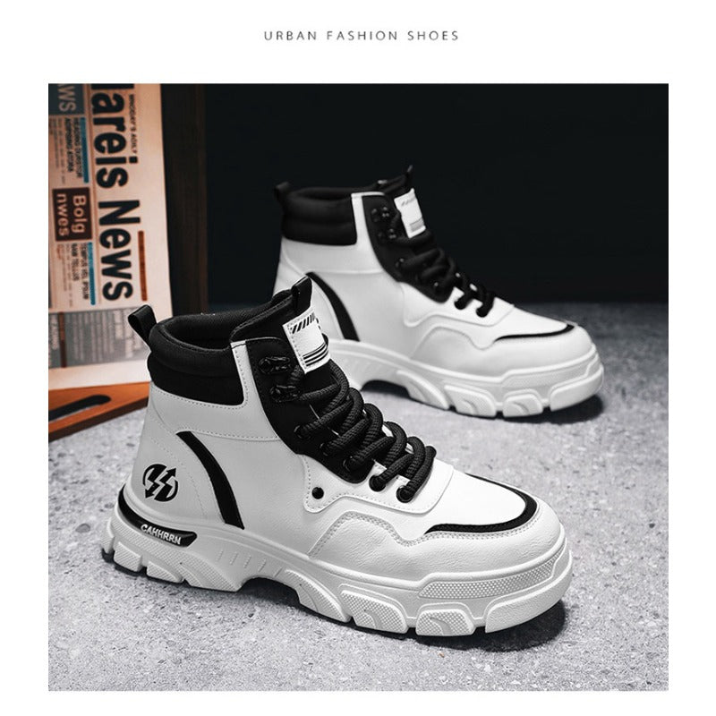 UrbanEdge High-Top Ankle Boots – Men’s Thick-Lined Casual Platform Shoes