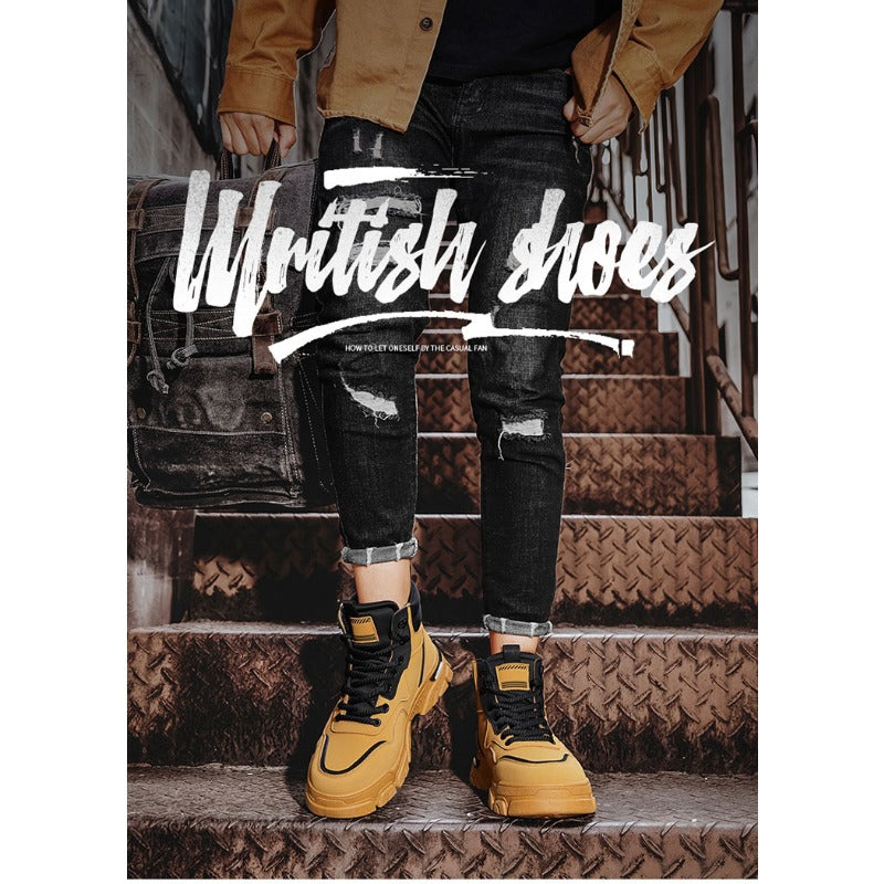 UrbanEdge High-Top Ankle Boots – Men’s Thick-Lined Casual Platform Shoes