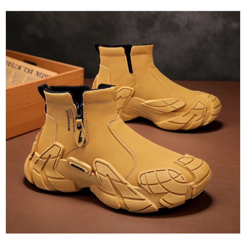 UrbanStep Zipper Ankle Boots – Men’s Thick-Lined Casual Winter Shoes