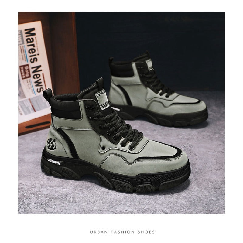 UrbanEdge High-Top Ankle Boots – Men’s Thick-Lined Casual Platform Shoes