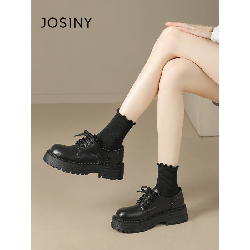 ClassicLift Platform Loafers – Women’s Black Brown Retro Oxford Shoes