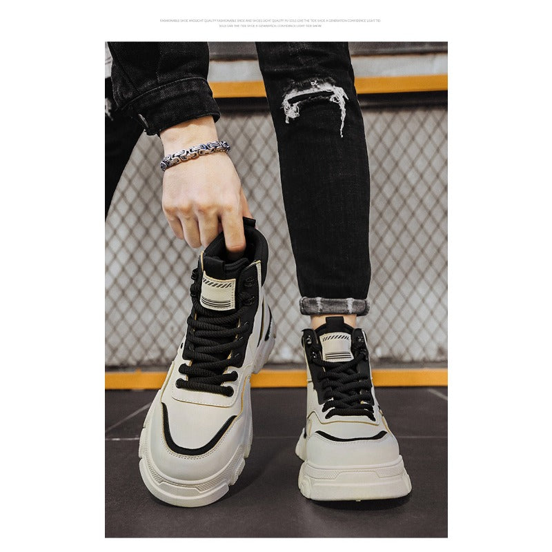 UrbanEdge High-Top Ankle Boots – Men’s Thick-Lined Casual Platform Shoes