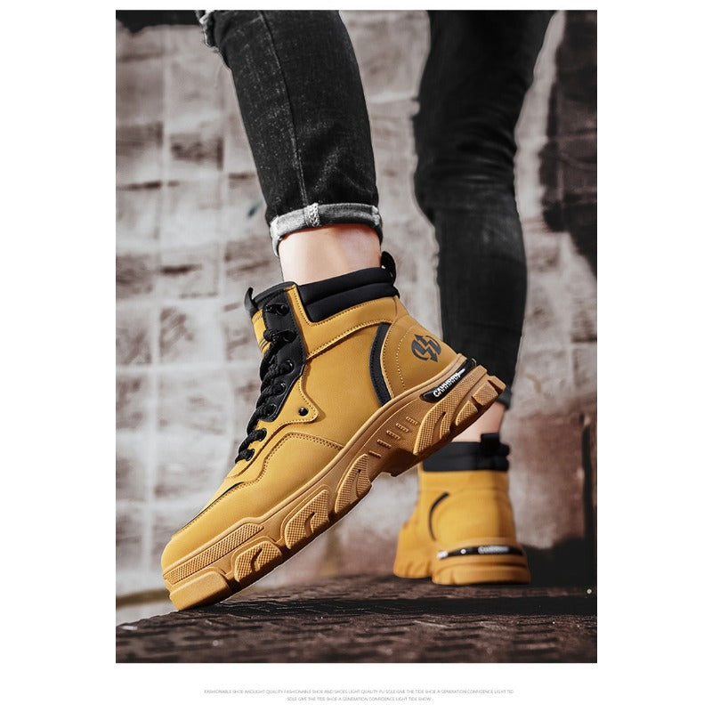 UrbanEdge High-Top Ankle Boots – Men’s Thick-Lined Casual Platform Shoes