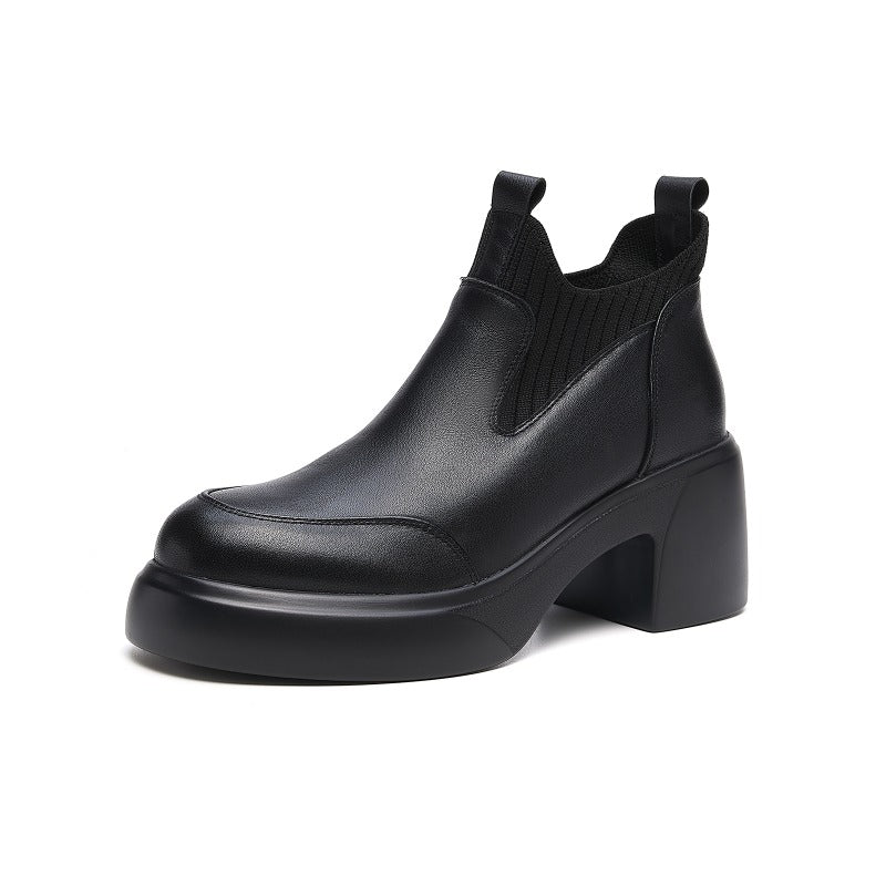 UrbanElegance Ankle Boots – Chunky Heel Square Toe Women’s Short Boots