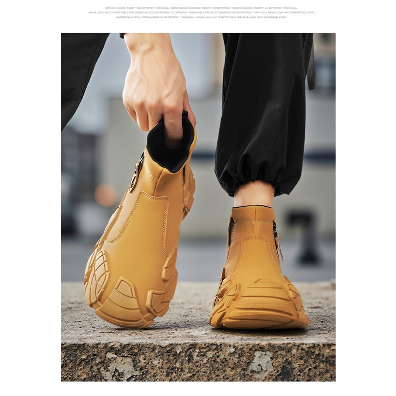 UrbanStep Zipper Ankle Boots – Men’s Thick-Lined Casual Winter Shoes