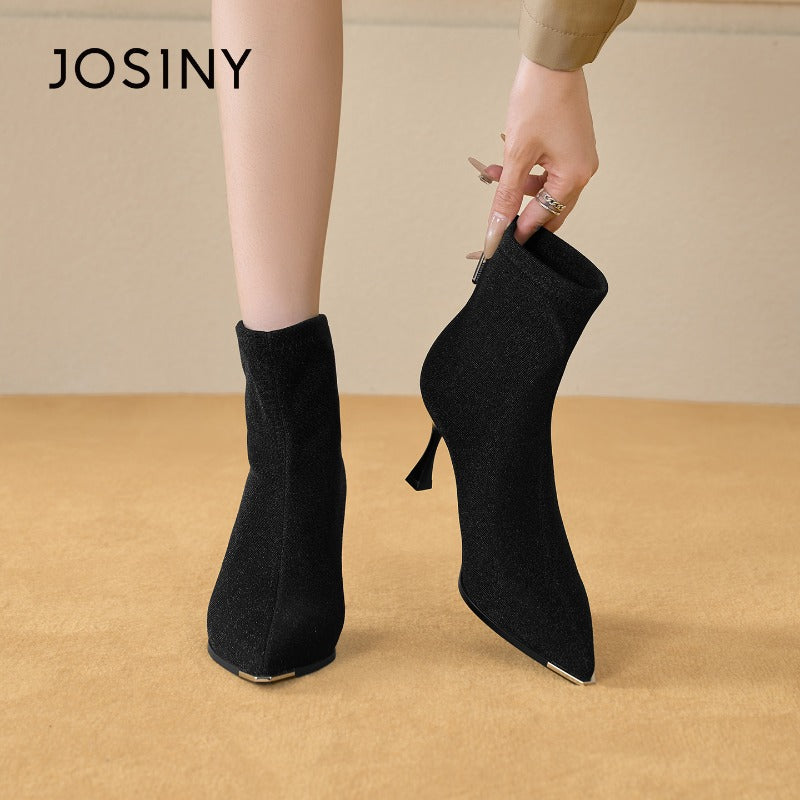 VelvetPoint Slim Stiletto Ankle Boots – Women’s Pointed Toe Heeled Short Boots