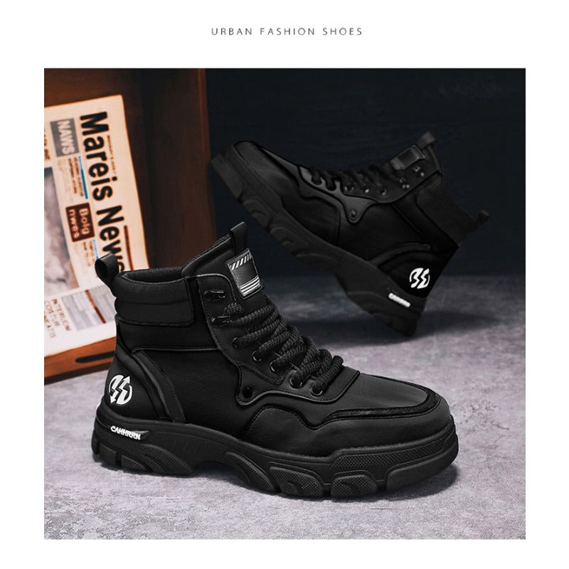 UrbanEdge High-Top Ankle Boots – Men’s Thick-Lined Casual Platform Shoes