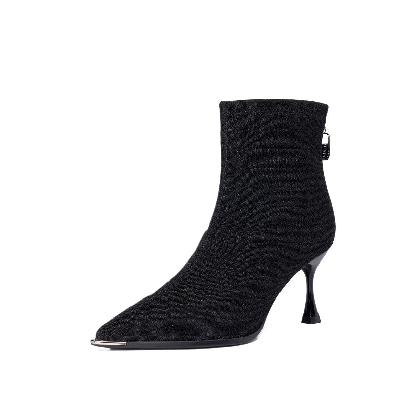 VelvetPoint Slim Stiletto Ankle Boots – Women’s Pointed Toe Heeled Short Boots