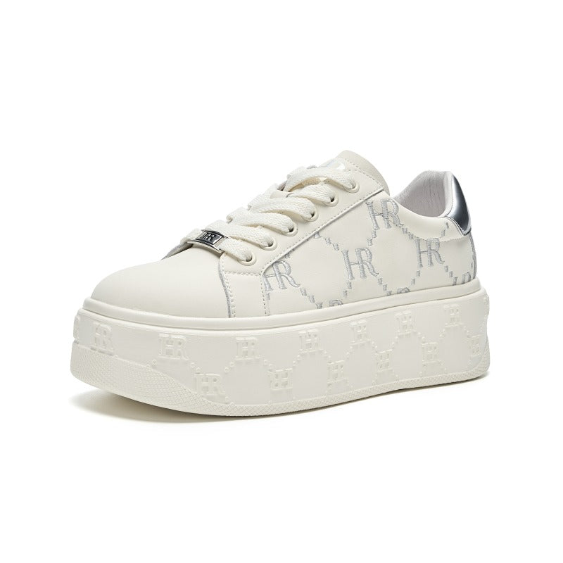 UrbanLift Casual Sneakers – Chunky Thick-Soled White Sneakers for Women