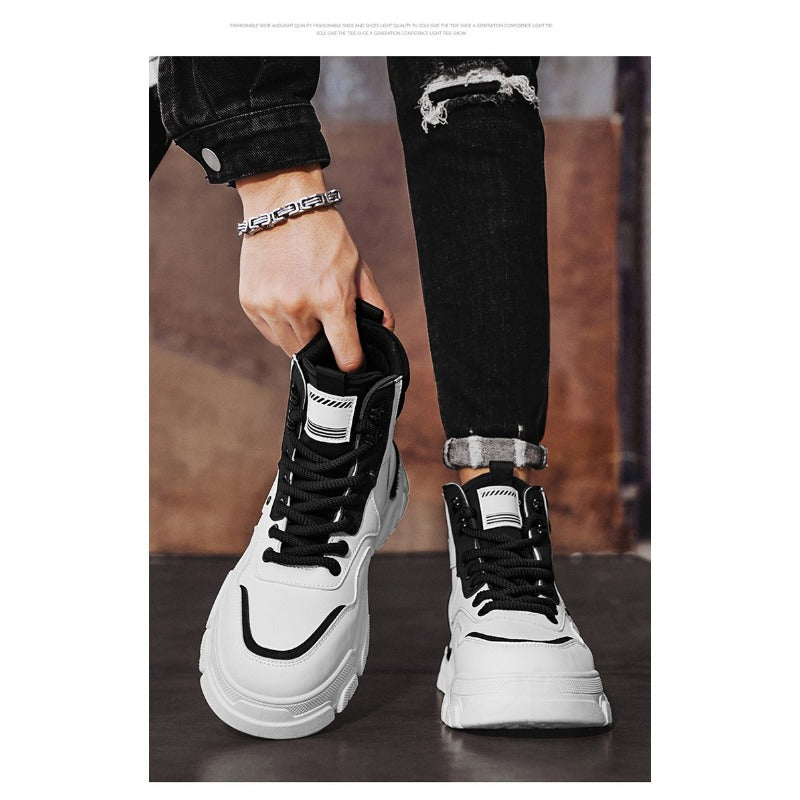 UrbanEdge High-Top Ankle Boots – Men’s Thick-Lined Casual Platform Shoes