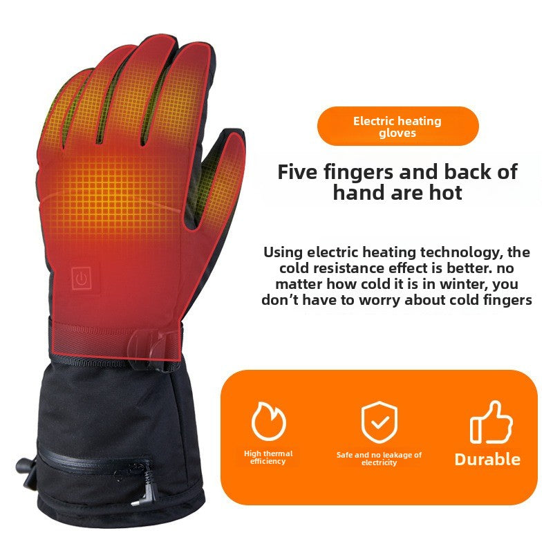 Rechargeable Heated Gloves with Touchscreen – 5V Thickened Thermal Ski Gloves for Winter Riding