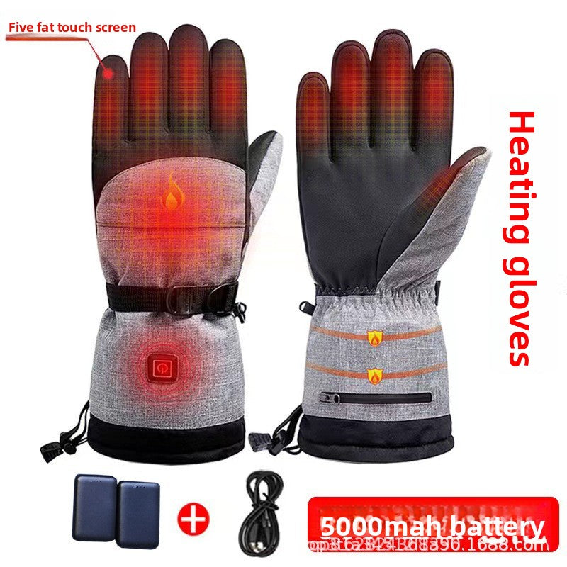 Rechargeable Heated Gloves with Touchscreen – 5V Thickened Thermal Ski Gloves for Winter Riding