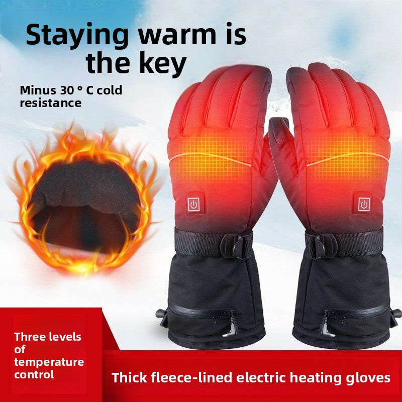Rechargeable Heated Gloves with Touchscreen – 5V Thickened Thermal Ski Gloves for Winter Riding