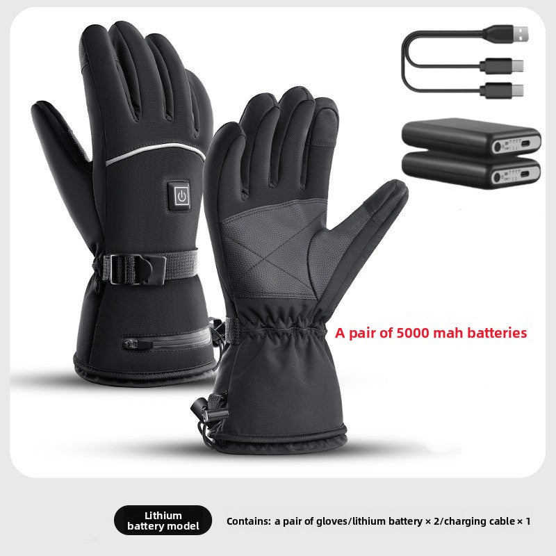 Rechargeable Heated Gloves with Touchscreen – 5V Thickened Thermal Ski Gloves for Winter Riding