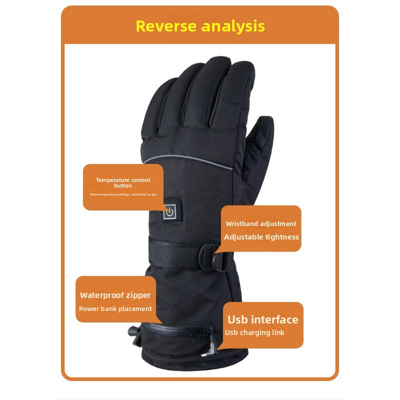 Rechargeable Heated Gloves with Touchscreen – 5V Thickened Thermal Ski Gloves for Winter Riding