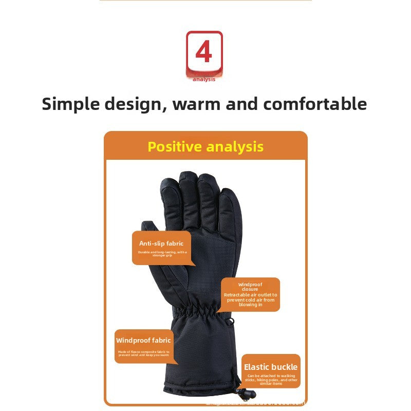 Rechargeable Heated Gloves with Touchscreen – 5V Thickened Thermal Ski Gloves for Winter Riding