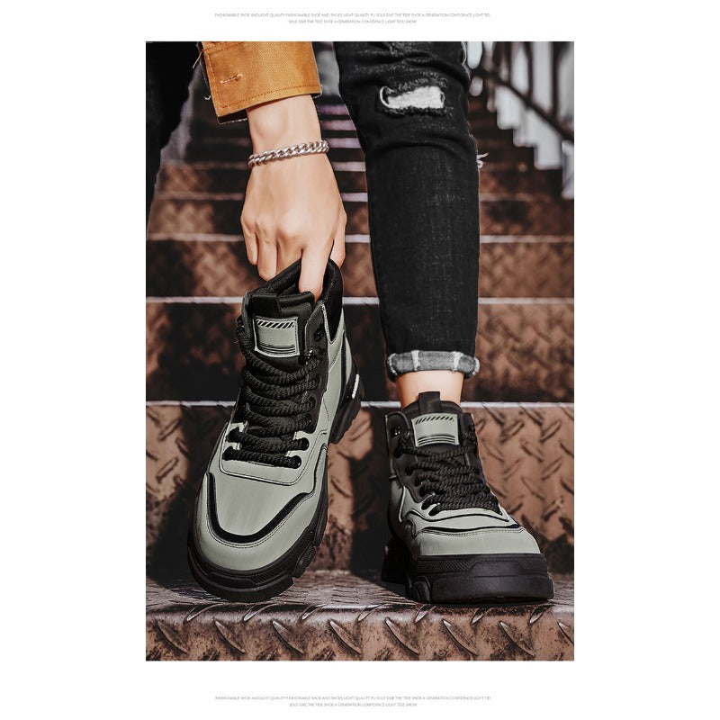 UrbanEdge High-Top Ankle Boots – Men’s Thick-Lined Casual Platform Shoes