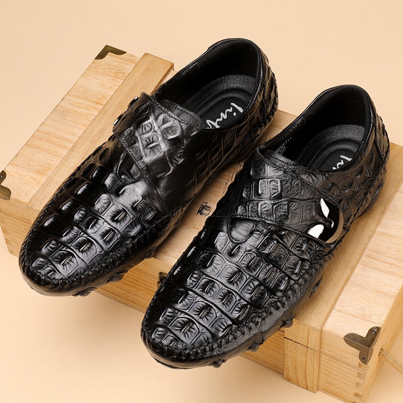 ClassicCroc Men’s Leather Loafers – Premium Genuine Leather Business Shoes