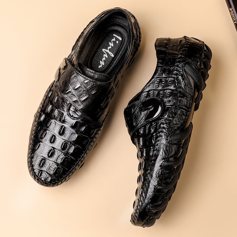 ClassicCroc Men’s Leather Loafers – Premium Genuine Leather Business Shoes