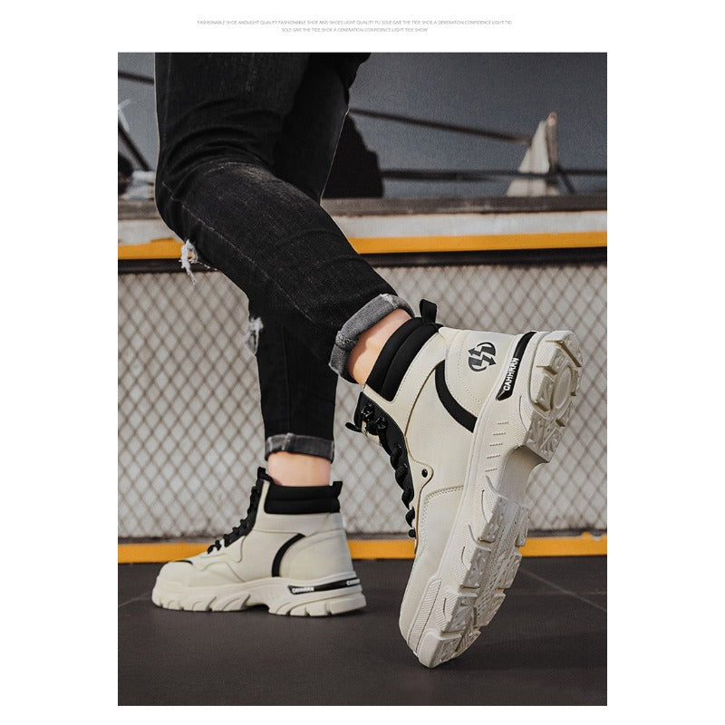 UrbanEdge High-Top Ankle Boots – Men’s Thick-Lined Casual Platform Shoes