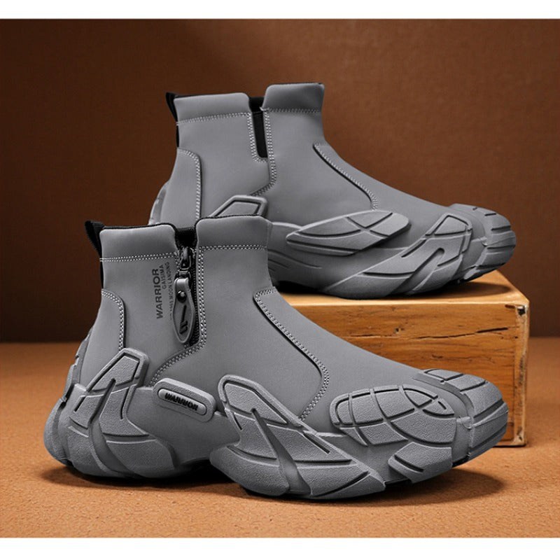 UrbanStep Zipper Ankle Boots – Men’s Thick-Lined Casual Winter Shoes