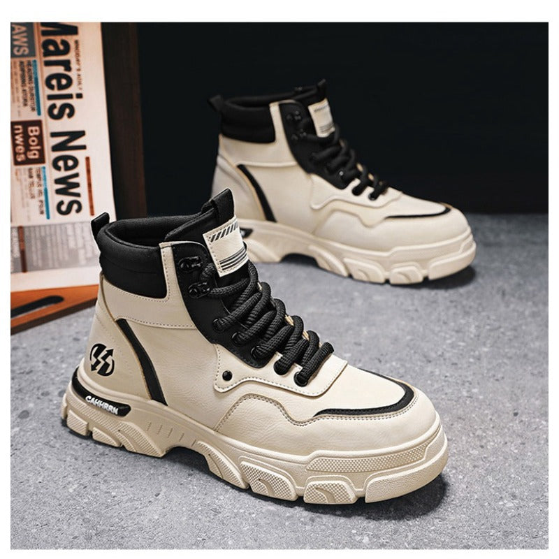 UrbanEdge High-Top Ankle Boots – Men’s Thick-Lined Casual Platform Shoes