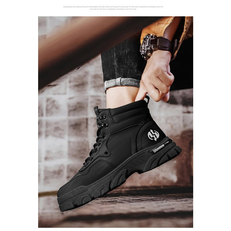 UrbanEdge High-Top Ankle Boots – Men’s Thick-Lined Casual Platform Shoes