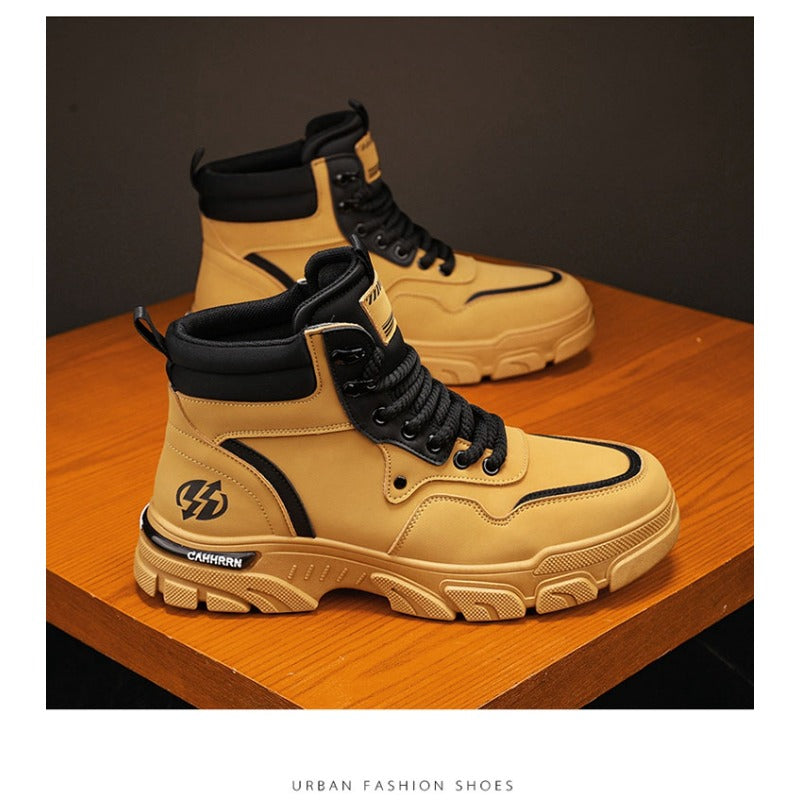 UrbanEdge High-Top Ankle Boots – Men’s Thick-Lined Casual Platform Shoes