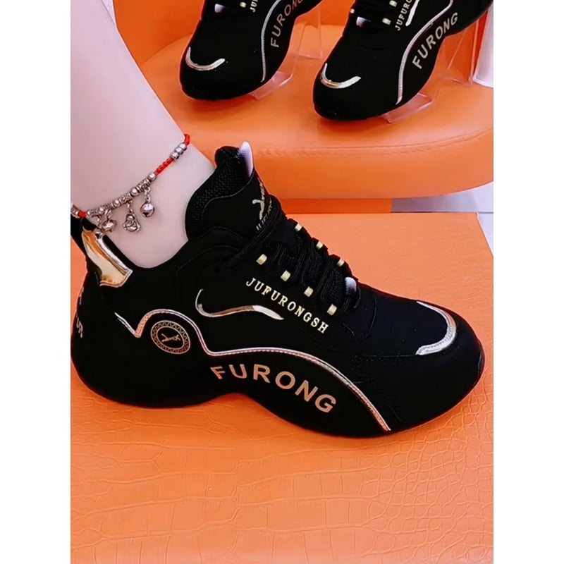 SoftStep Leather Sneakers – Women’s Comfortable Casual Chunky-Style Shoes