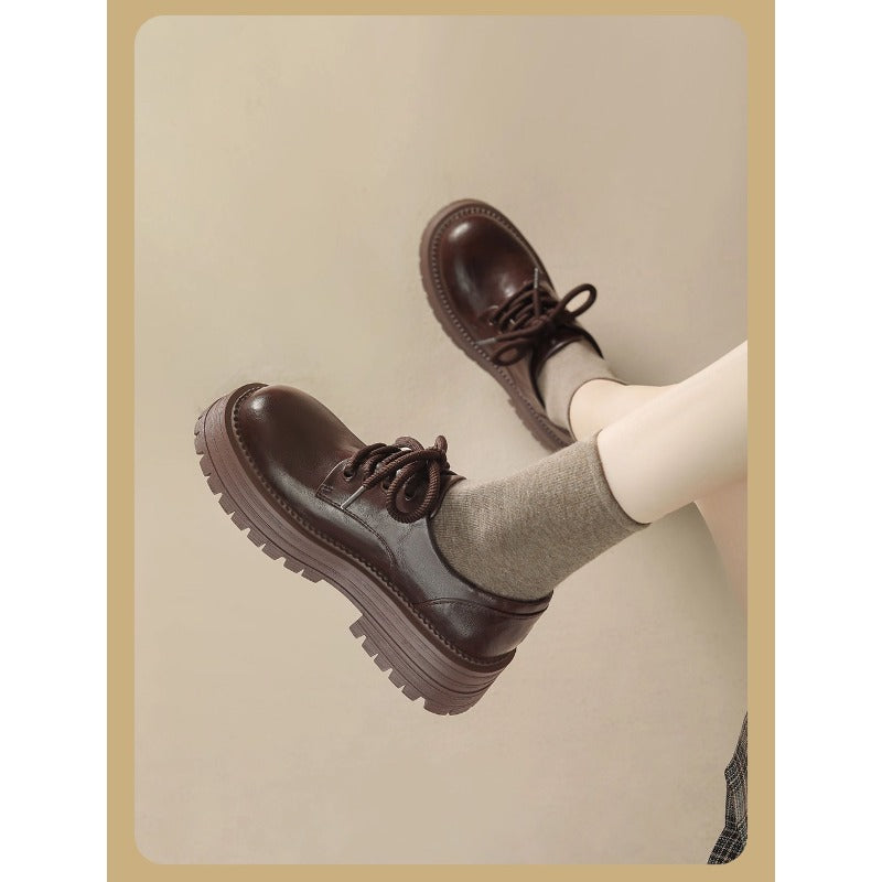 ClassicLift Platform Loafers – Women’s Black Brown Retro Oxford Shoes