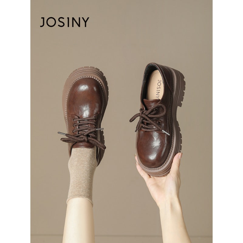 ClassicLift Platform Loafers – Women’s Black Brown Retro Oxford Shoes