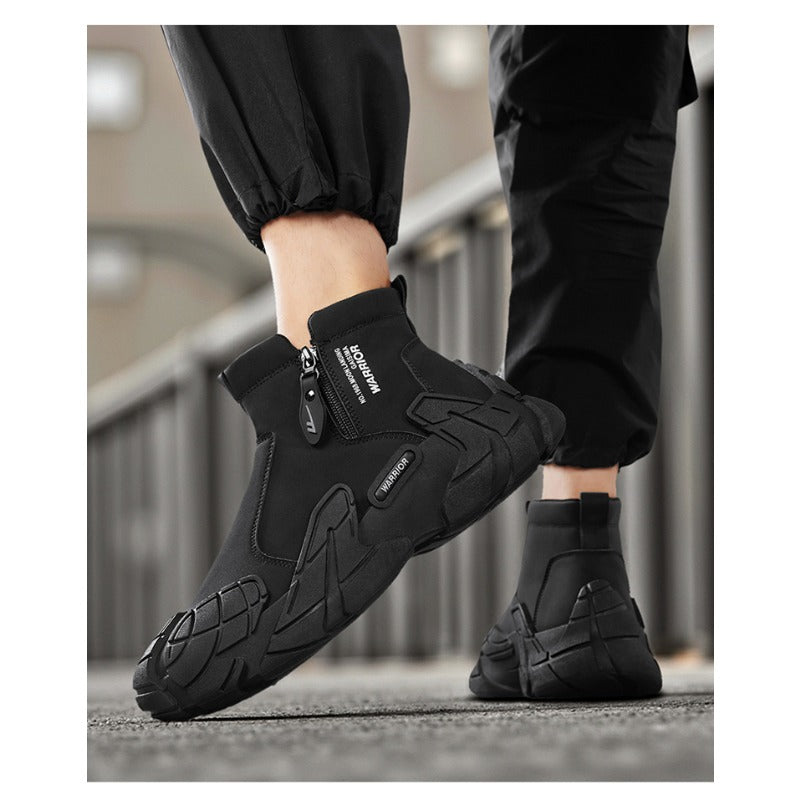 UrbanStep Zipper Ankle Boots – Men’s Thick-Lined Casual Winter Shoes