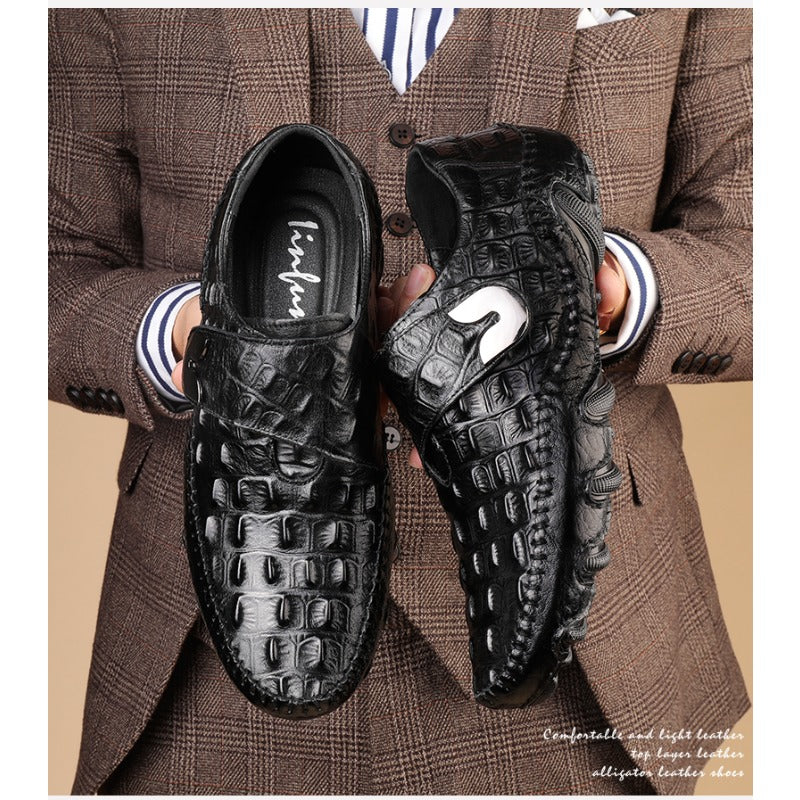 ClassicCroc Men’s Leather Loafers – Premium Genuine Leather Business Shoes