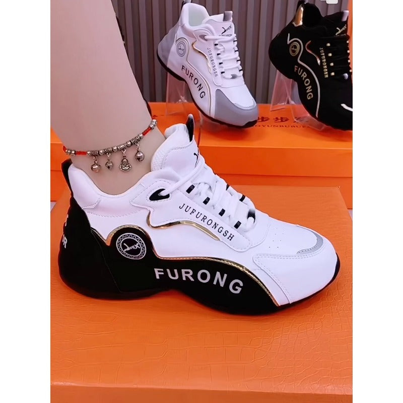 SoftStep Leather Sneakers – Women’s Comfortable Casual Chunky-Style Shoes