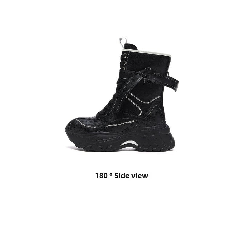 UrbanEdge Combat Boots – Chunky Platform Mid-Calf Boots for Women