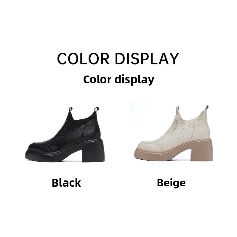 UrbanElegance Ankle Boots – Chunky Heel Square Toe Women’s Short Boots