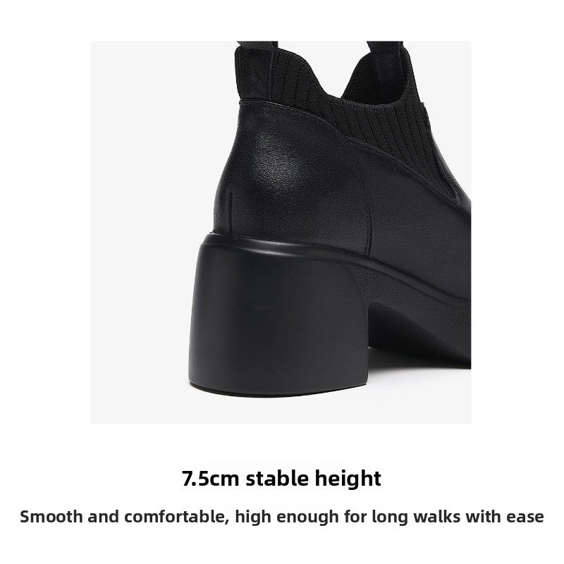 UrbanElegance Ankle Boots – Chunky Heel Square Toe Women’s Short Boots