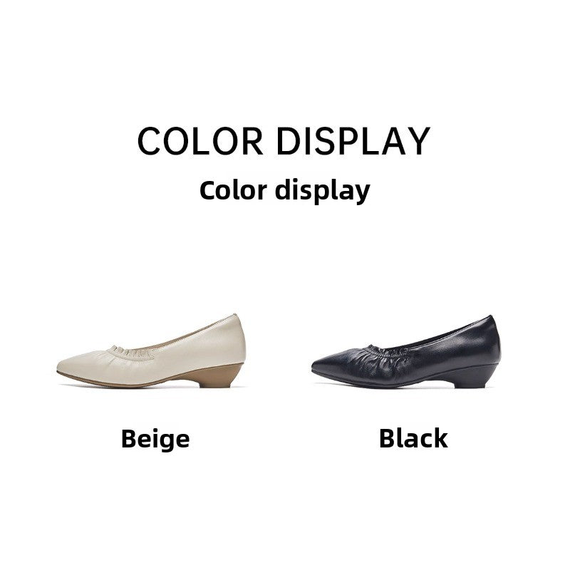 UrbanStep Slip-On Pumps – Chunky Heel Pointed Toe Leather Shoes for Women