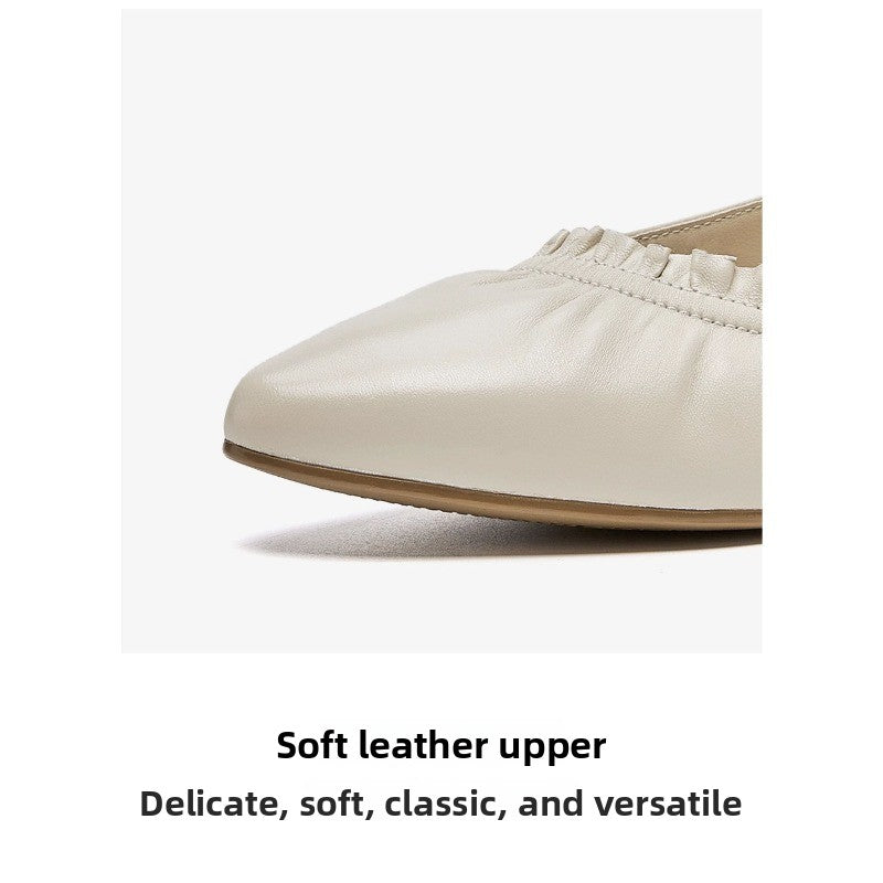 UrbanStep Slip-On Pumps – Chunky Heel Pointed Toe Leather Shoes for Women