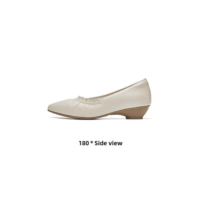 UrbanStep Slip-On Pumps – Chunky Heel Pointed Toe Leather Shoes for Women