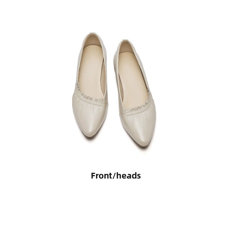 UrbanStep Slip-On Pumps – Chunky Heel Pointed Toe Leather Shoes for Women