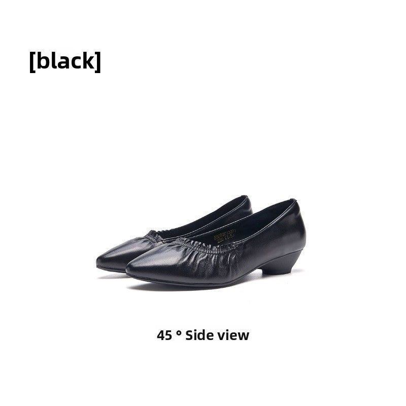 UrbanStep Slip-On Pumps – Chunky Heel Pointed Toe Leather Shoes for Women