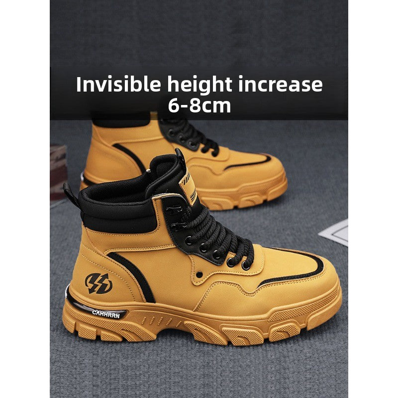 UrbanEdge High-Top Ankle Boots – Men’s Thick-Lined Casual Platform Shoes